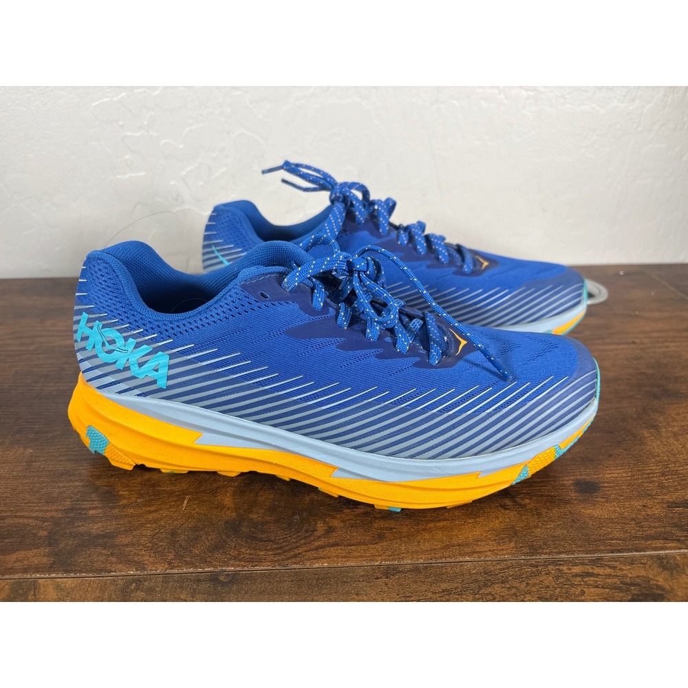 Hoka One One Torrent 2 Mens 9 Trail Running Shoes Blue Yellow 1110496-IBBF